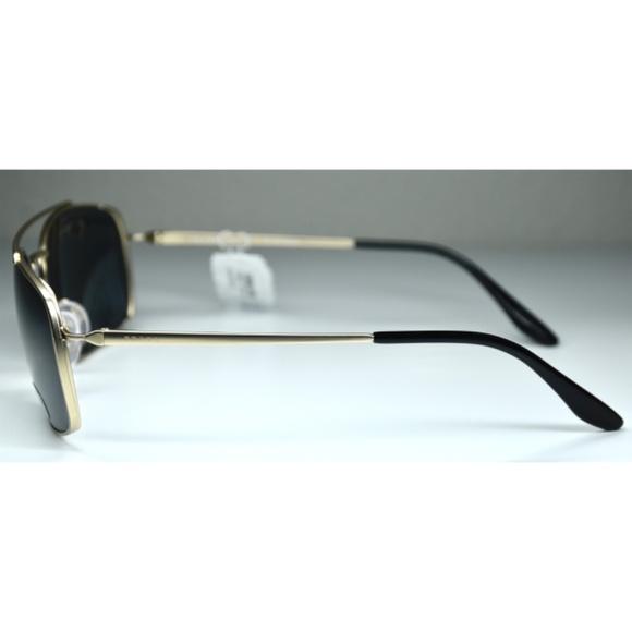 PRADA SPR64V 1BK-5Z1 PALE GOLD METAL POLARIZED GREY PILOT SUNGLASSES. 62mm - Picture 10 of 15